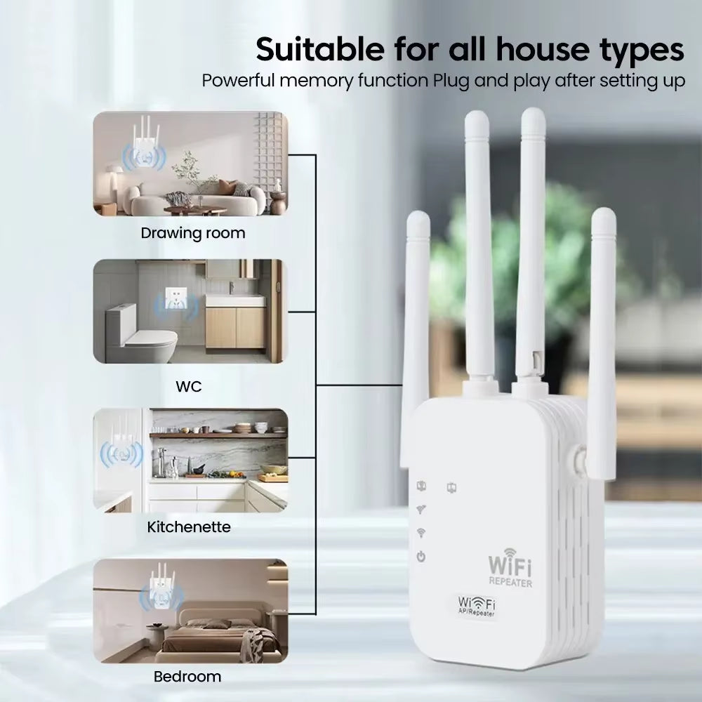 Wifi Booster 300M Wireless Wifi Repeater Wifi Extender Long Range Wireless WIFI Signal Booster Wireless Network Internet Repeater EU